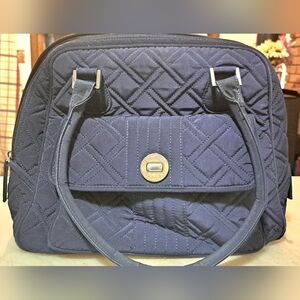 Vera Bradley Navy Blue Quilted Shoulder Handbag Like New